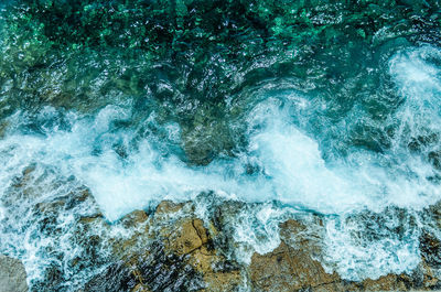 High angle view of sea waves