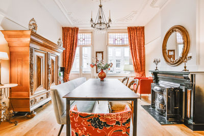 Empty chairs and tables at home