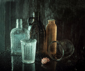 Close-up of glass jar on table