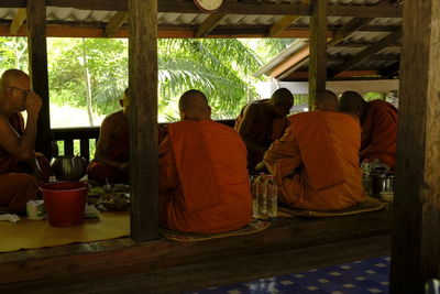 Rear view of people sitting in restaurant