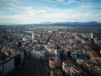 High angle view of cityscape against sky