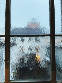 Close-up of frozen glass window