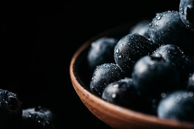 High angle view of fruits in bowl on table