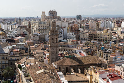 High angle view of buildings in city