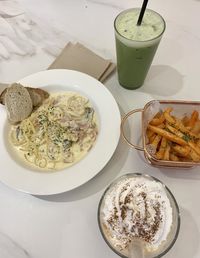 High angle view of food on table