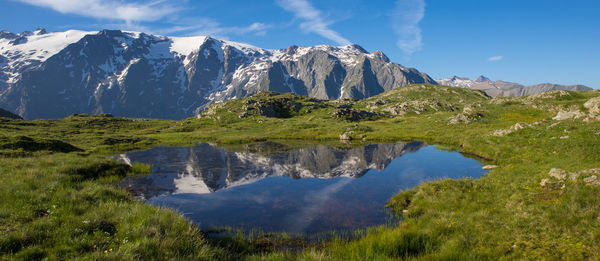 Scenic view of mountains against sky
