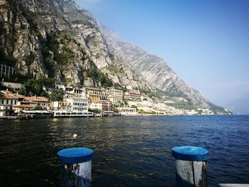 Scenic view of sea against blue sky