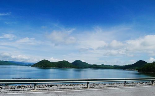 Scenic view of sea against blue sky