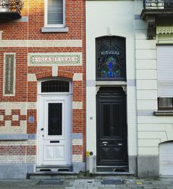 Closed door of building