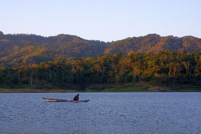 Scenic view of river amidst trees during autumn