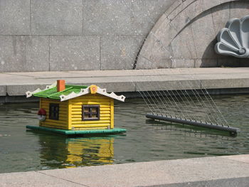 High angle view of built structure in lake