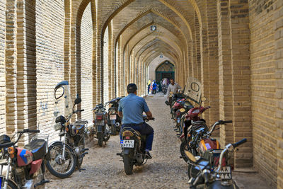 Bicycles parked outside building