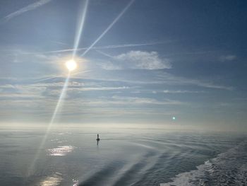 Scenic view of sea against sky on sunny day