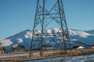 Snow covered mountain against clear sky