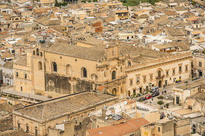 Aerial view of the church of the carmine in scicli