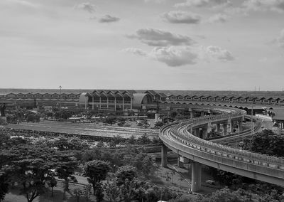 High angle view of bridge against sky
