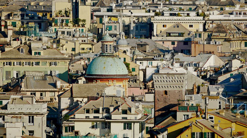 High angle view of buildings in city