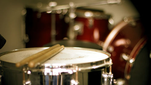 Close-up of drum kit