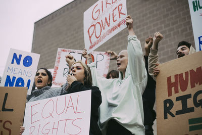 Female activists demonstrating for social movement