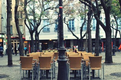 Empty chairs in restaurant