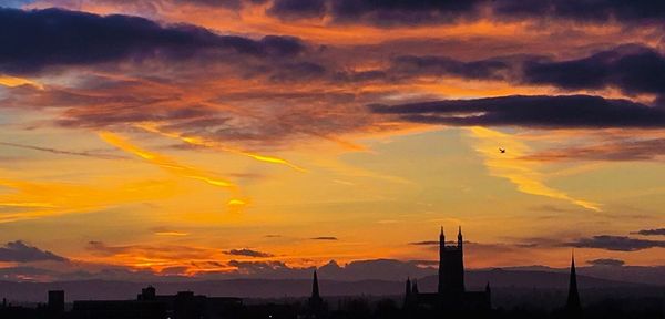 Scenic view of dramatic sky during sunset