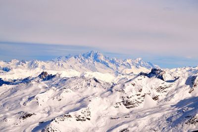 Scenic view of snowcapped mountains