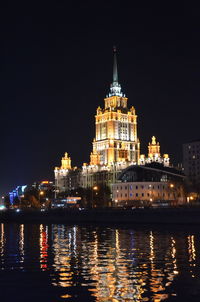 Illuminated buildings at night