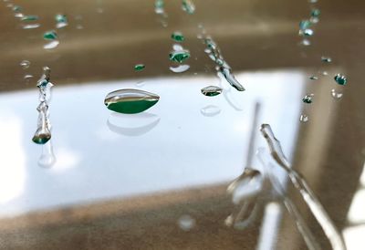 Close-up of water splashing in rain