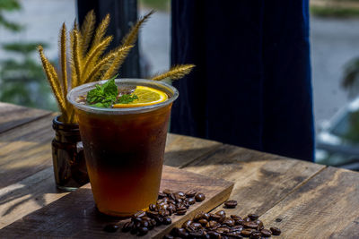 Close-up of drink on table