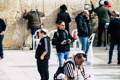 People standing in city