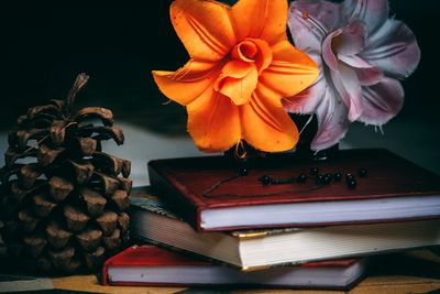 Close-up of flower vase on table