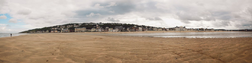 Panoramic view of beach against cloudy sky