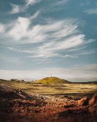 Scenic view of land against sky