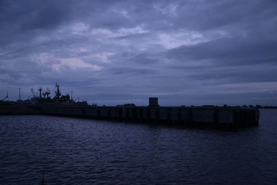Scenic view of sea against cloudy sky