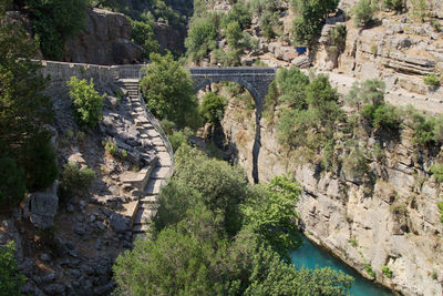 High angle view of bridge over river