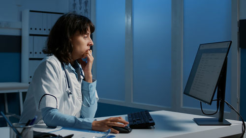 Businesswoman working at clinic