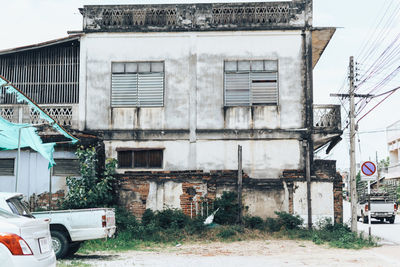 Exterior of old building in city