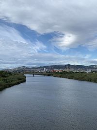 Bridge over river against sky