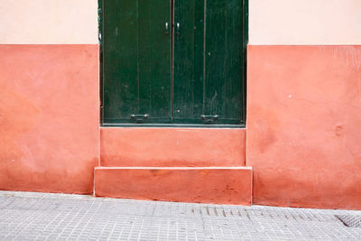 Closed door of building