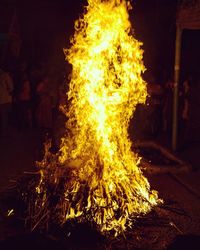 Close-up of bonfire at night