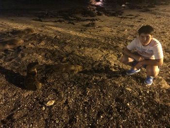 Boy on sand at beach