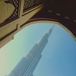 Low angle view of burj khalifa seen from arch