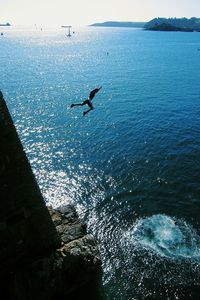 Man jumping in sea