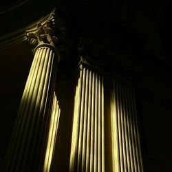 Low angle view of illuminated building