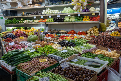 Various fruits for sale at market stall