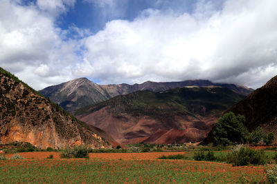 View of landscape against cloudy sky