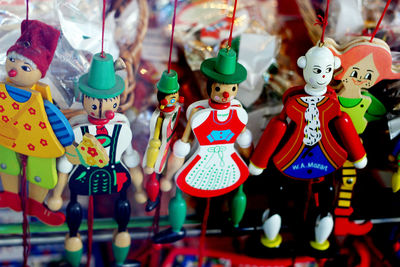 Close-up of figurines for sale