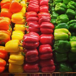 High angle view of vegetables for sale at market stall