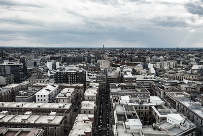 High angle shot of townscape against sky