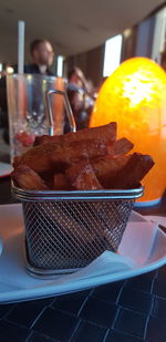 Close-up of ice cream on table